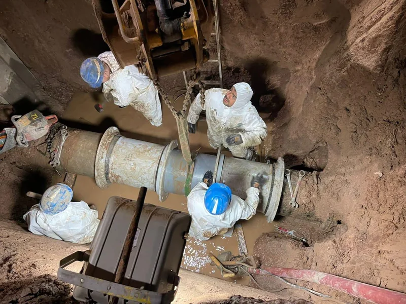 AYSA reparó un caño de 500 mm en calle 838