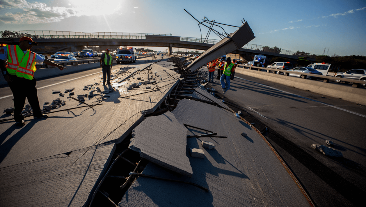 Cayó un puente peatonal en la autopista a Rosario: demoras y corte en el tránsito hacia el norte