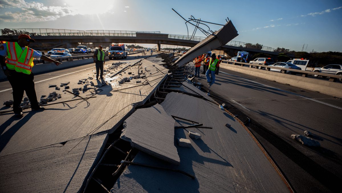 Cayó un puente peatonal en la autopista a Rosario: demoras y corte en el tránsito hacia el norte