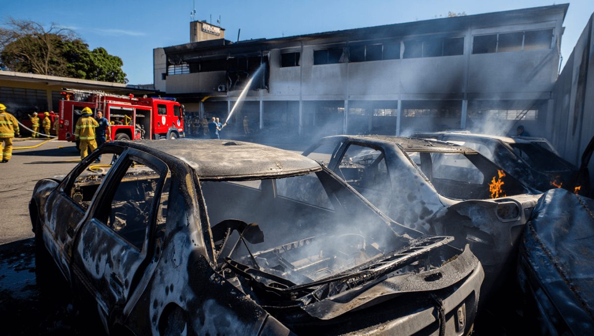 Se incendió un depósito judicial en el predio de la Policía Federal en Barracas