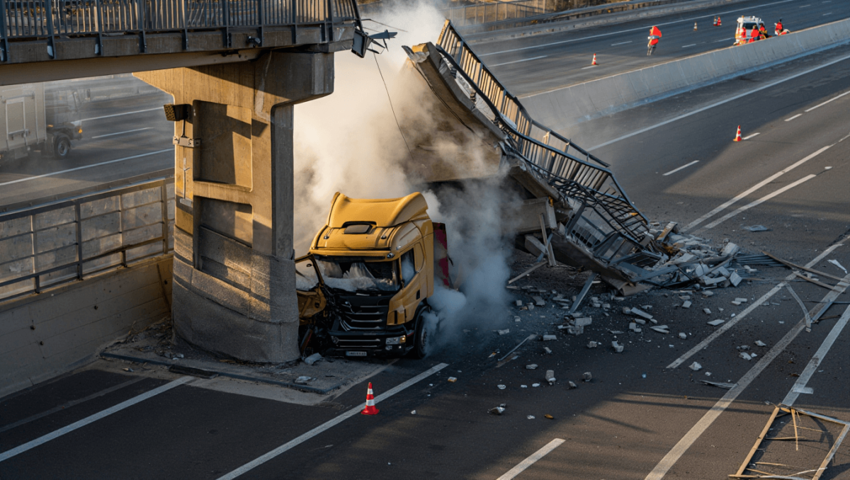 El video del momento exacto en que un camión choca contra un puente en la Panamericana